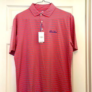 Peter Millar(Sea Island) short sleeve, praying no with blue striped polo shirt